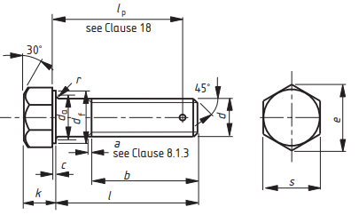 Hexagon head bolt, washer-faced