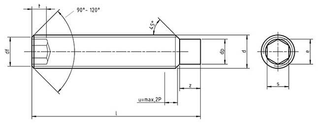 ISO 4028 Hexagon Socket Set Screws with Full Dog Point